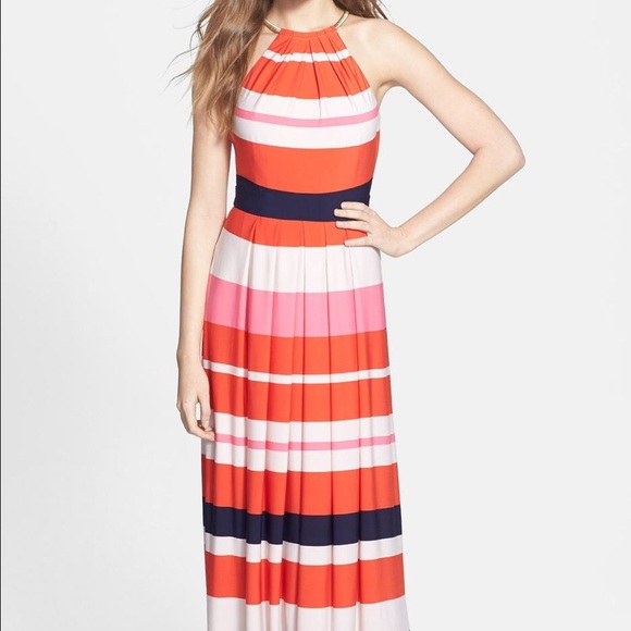 ELIZA J stripe halter maxi
