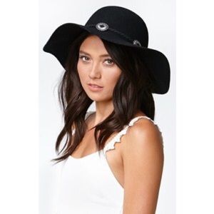 Kendall & Kylie Trim Wool Conch Floppy Hat