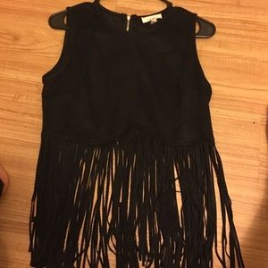 Freeway medium suede fringe top