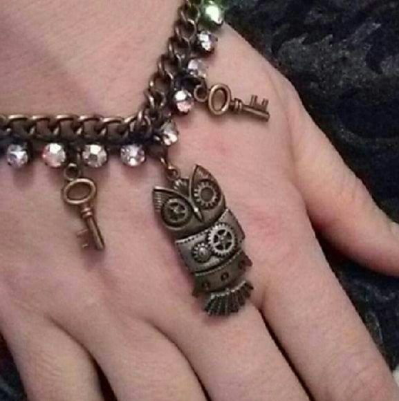 Owl steampunk charm bracelet