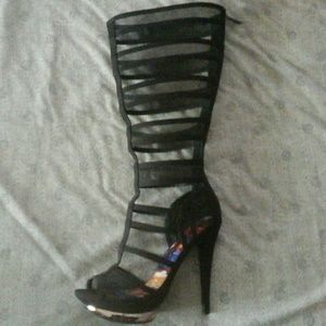 Black Knee-High Heels