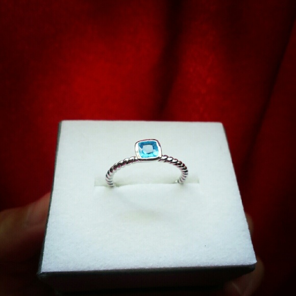 Light Blue Cubic Zirconia Ring in Sterling Silver