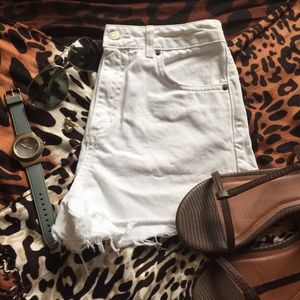 White Topshop Moto Mom Shorts