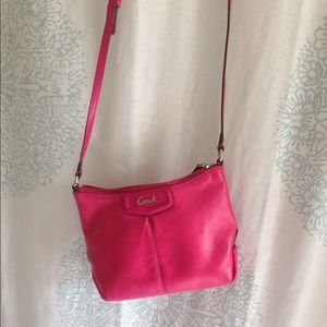 Hot pink leather Coach cross body bag