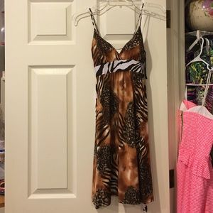 Animal print silky dress: padded bust