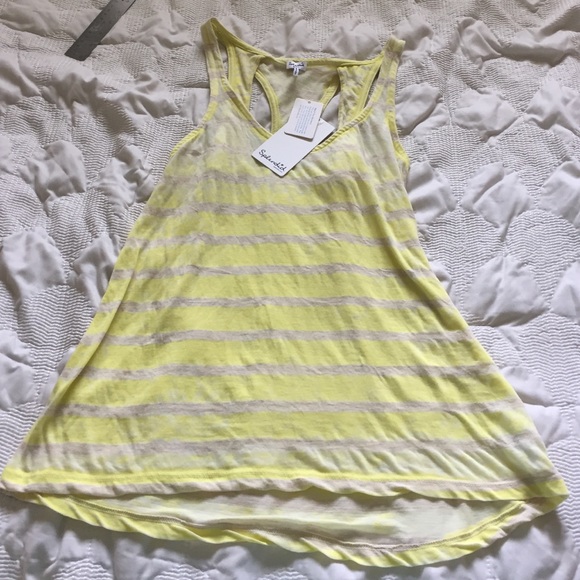NWT Yellow Striped Splendid Cut Out Back Tank