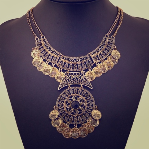 Gold tribal inspired necklace