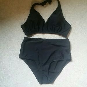Black high waisted 2 piece