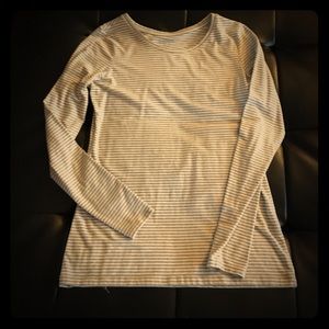 White and tan strip long sleeve