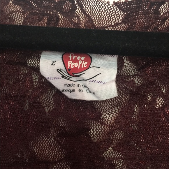Free People Intricate Maroon Lace Top - Picture 4 of 4