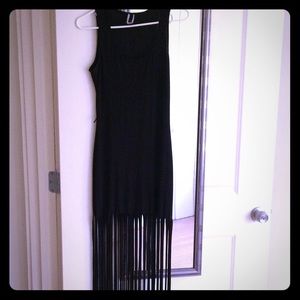 Black Bodycon Fringe Dress