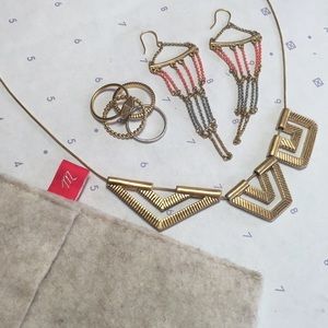 Madewell Necklace, Earrings, and Stack Ring Bundle
