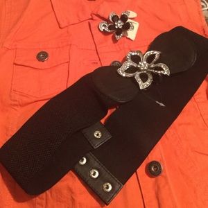 Ladies stretchy belt with matching ring