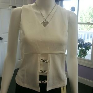 White top with crochet back