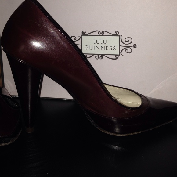 Lulu Guiness Burgundy Zahara heels - Picture 3 of 4