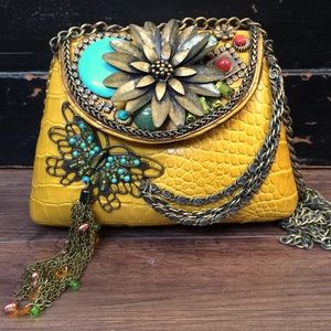 Mary Frances Yellow Crocodile Mini Purse