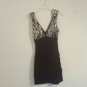 Silver and black cocktail dress