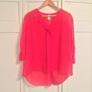 Sheer Blouse in Bright Coral from Francesca's