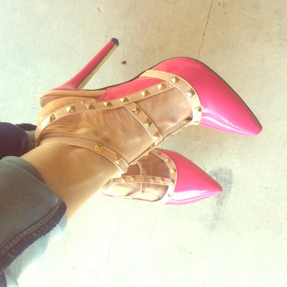 Hot pink studded heels