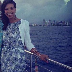 Blue and White Flowery Dress