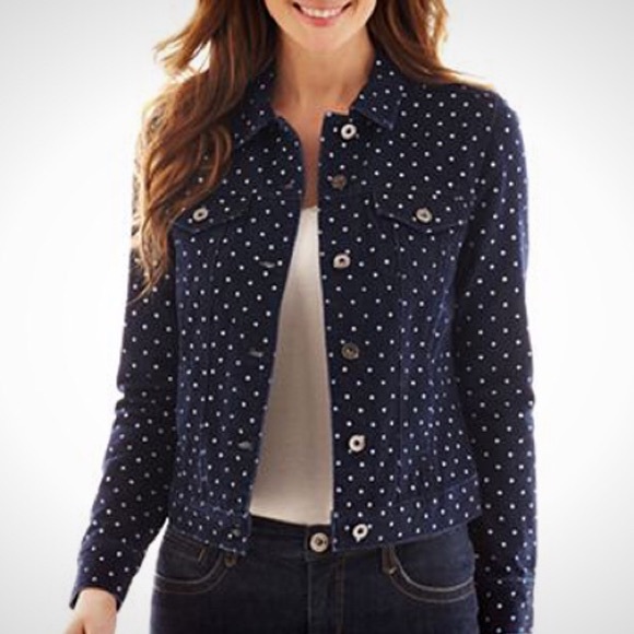 Liz Claiborne polka dot denim jacket