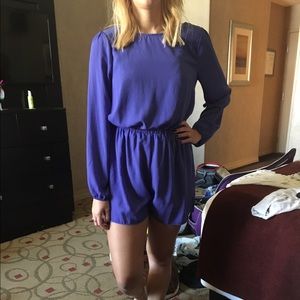 Purple chambray romper