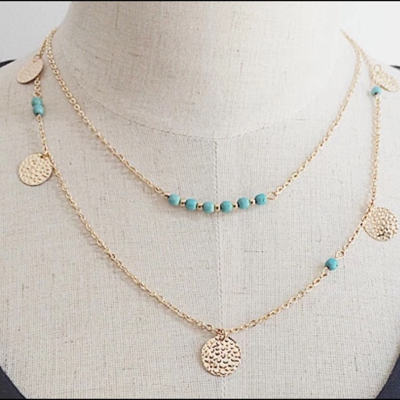 Stylish Turquoise gold plated necklace - Picture 1 of 2