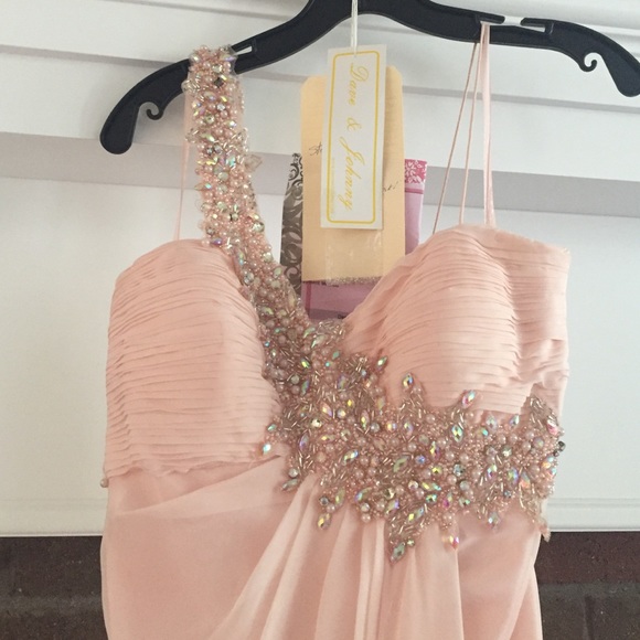 Blush colored DAVE AND JOHNNY PROM DRESS - Picture 2 of 4