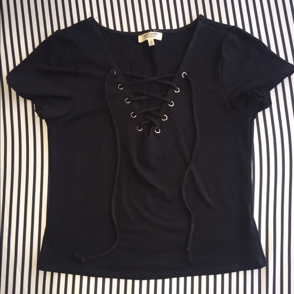 Plunge Lace Up Crop Top