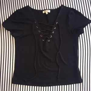 Plunge Lace Up Crop Top