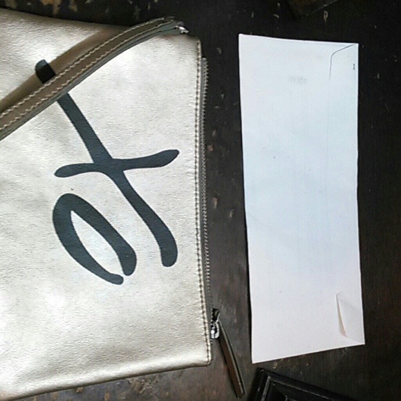 Gold Leather Wristlet\ Clutch - Picture 3 of 3