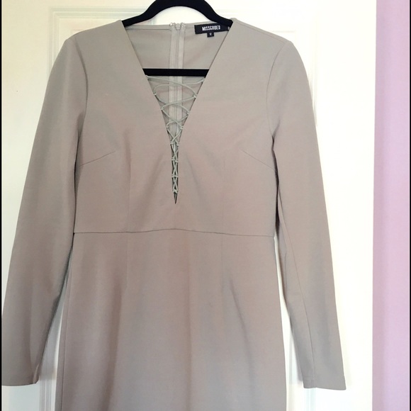 Misguided Grey Lace-Up Dress