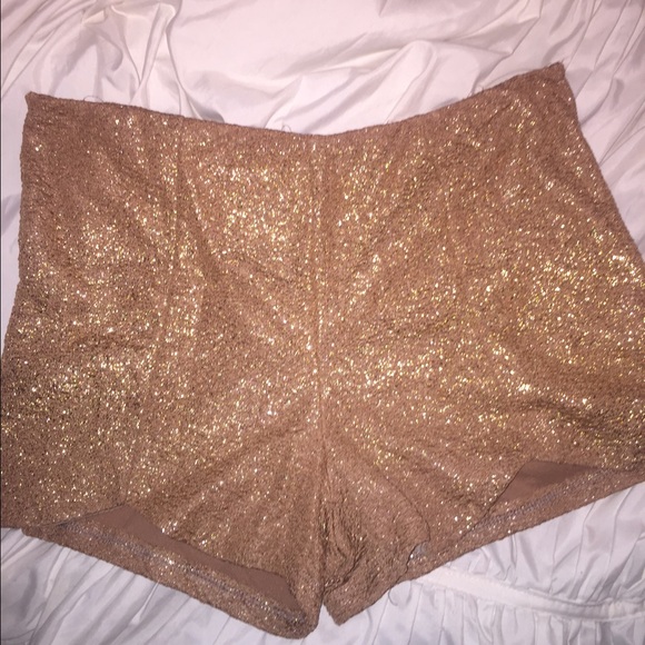 Gold sparkly shorts