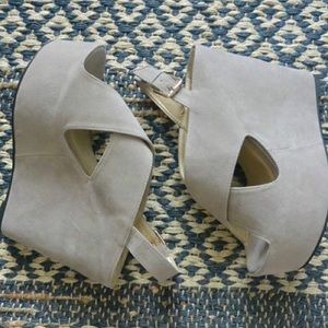 Gray platform wedges shoes