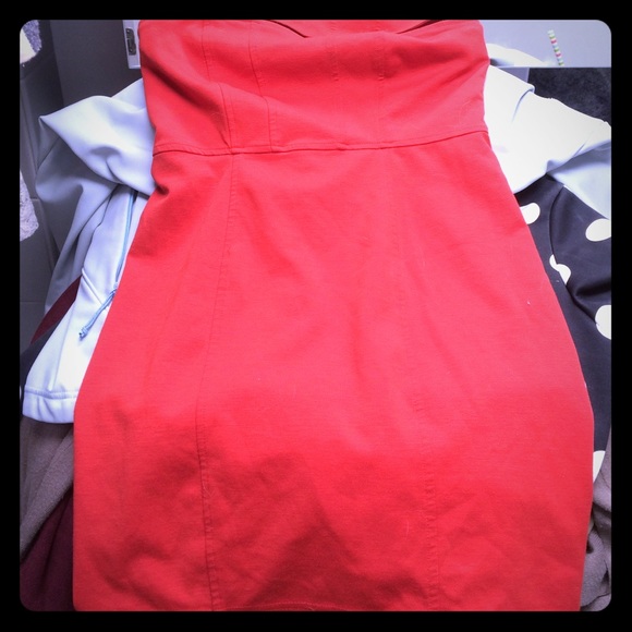 Strapless red dress!