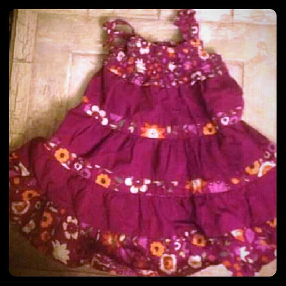 Gymboree Safari burgundy floral print Dress 6-12 m