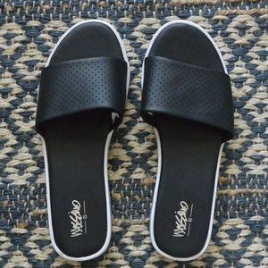 Black and white sandals