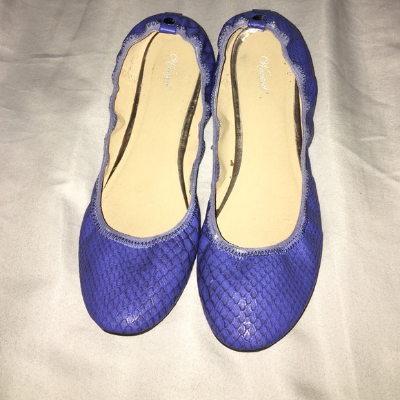 Snake skin blue flats