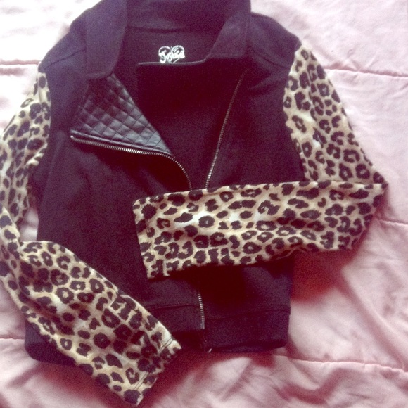 Leather cheetah print jacket