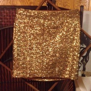 Gold sequin mini skirt