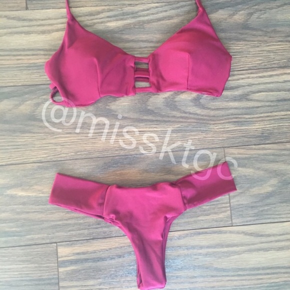 Maroon Bikini W Cheeky Bottoms - Picture 2 of 3