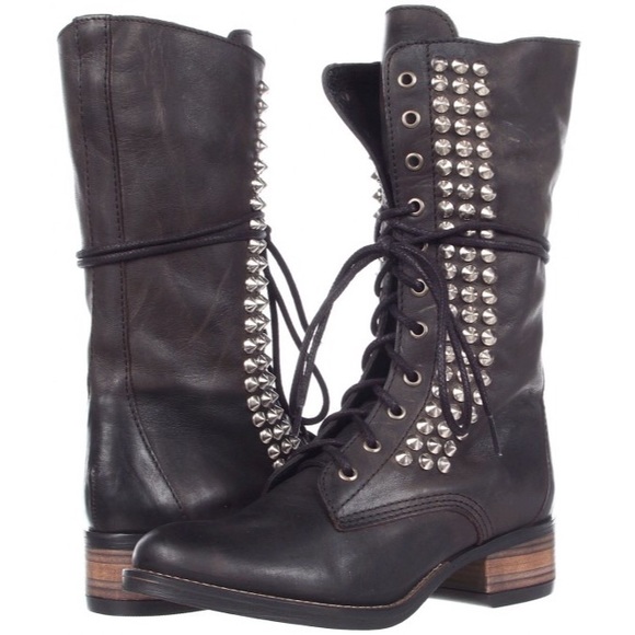 Steve Madden Black Leather Studded Boots