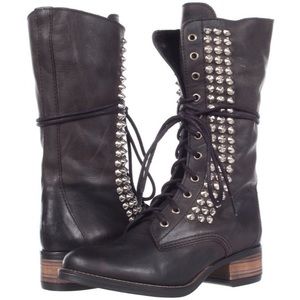 Steve Madden Black Leather Studded Boots