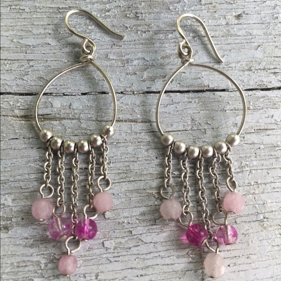 STERLING Silver Earrings crystal chandelier - Picture 2 of 2