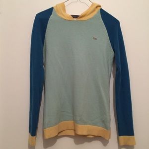 Lacoste 100% Cashmere Colorblock Sweater With Hood