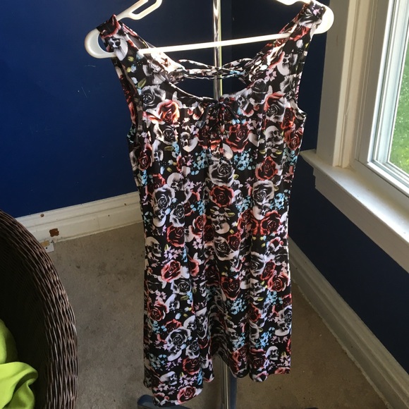 Floral skull skater dress