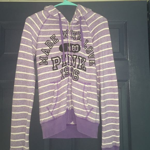 Purple striped zip up sweatshirt