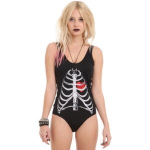 hot topic, rib cage swim suite, size S.