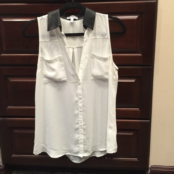 Express Sleeveless Tank with Leather Collar