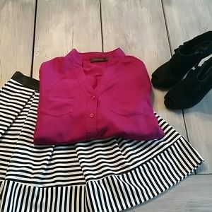 Fuscia Button Down Top